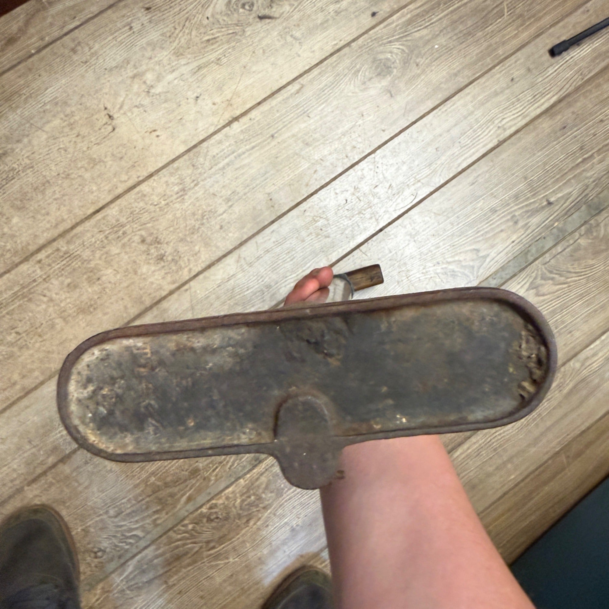 Vintage Brass Tube Ford Motor Company Tire Pump With Wooden Handle No Hose Automobile Accessory