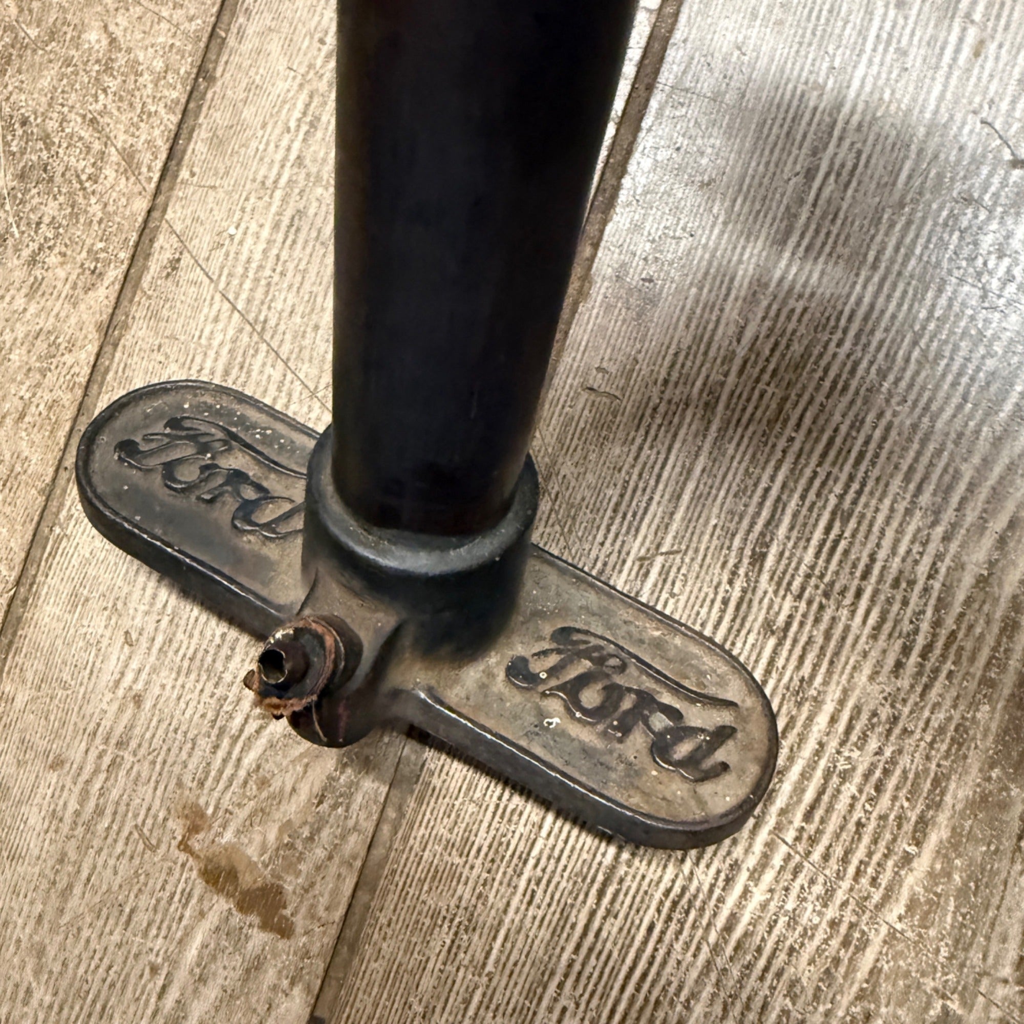 Vintage Brass Tube Ford Motor Company Tire Pump With Wooden Handle No Hose Automobile Accessory