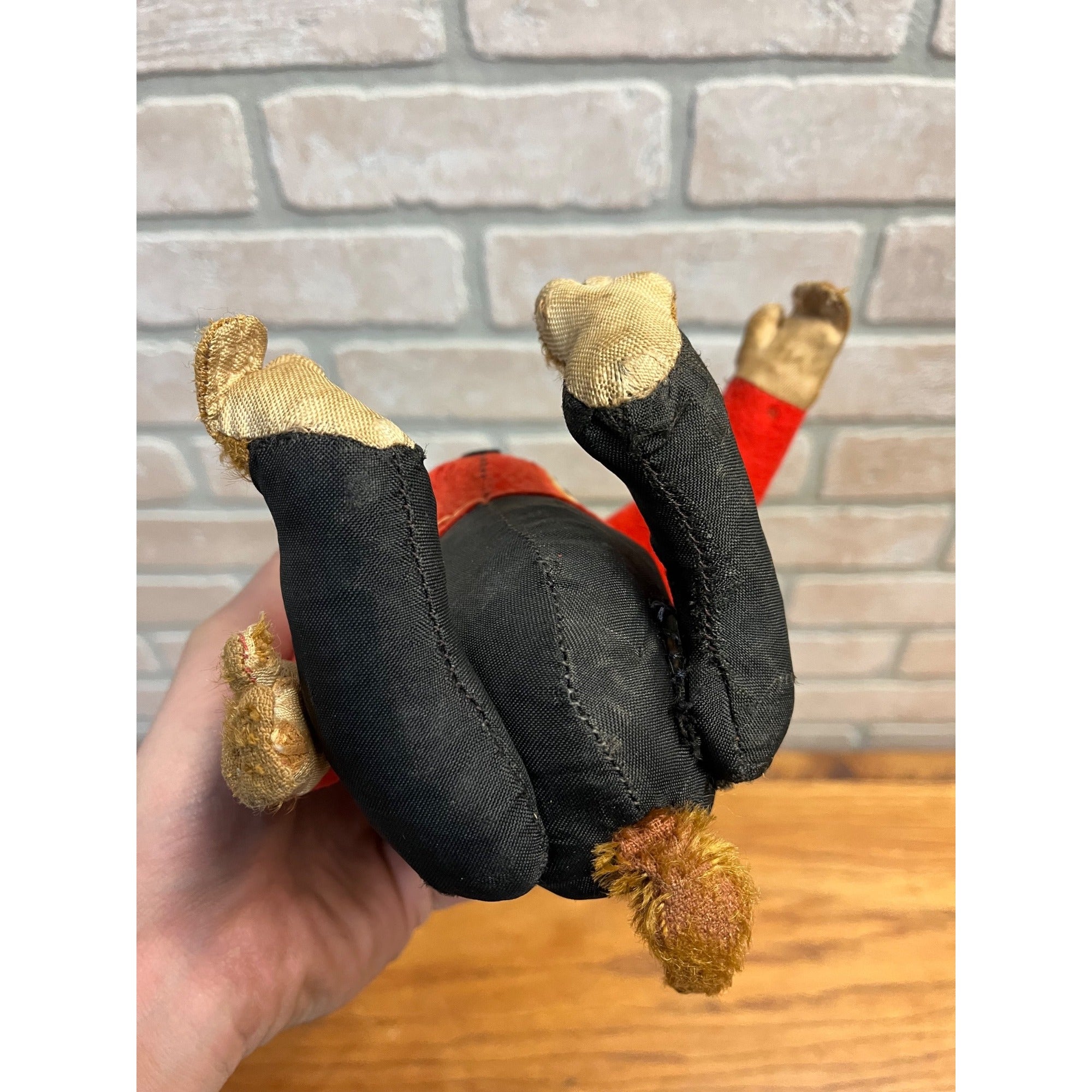 RARE 1920s Antique Mohair Jointed Schuco "Yes No" Bell Hop Mechanical Toy Monkey