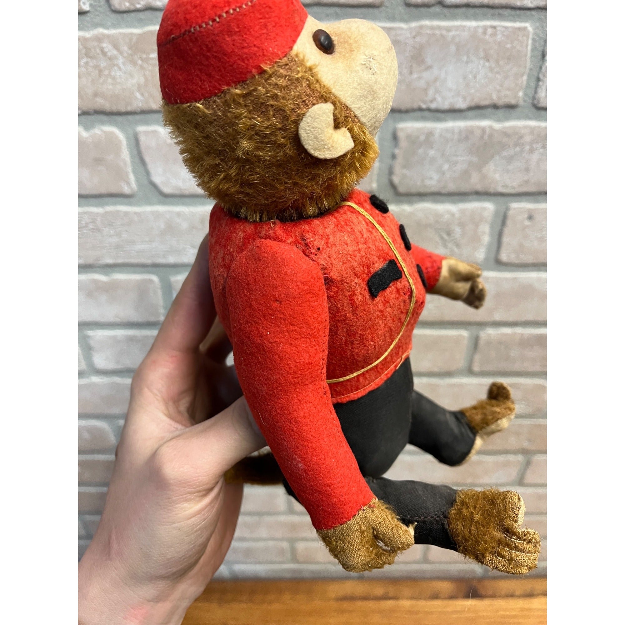RARE 1920s Antique Mohair Jointed Schuco "Yes No" Bell Hop Mechanical Toy Monkey