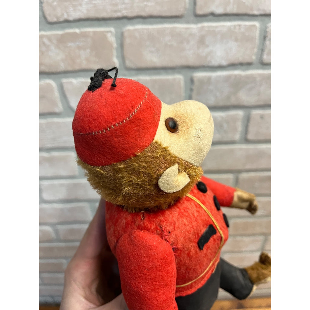 RARE 1920s Antique Mohair Jointed Schuco "Yes No" Bell Hop Mechanical Toy Monkey