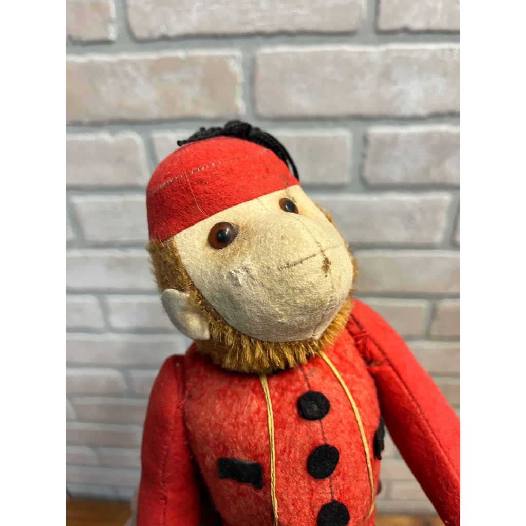 RARE 1920s Antique Mohair Jointed Schuco "Yes No" Bell Hop Mechanical Toy Monkey