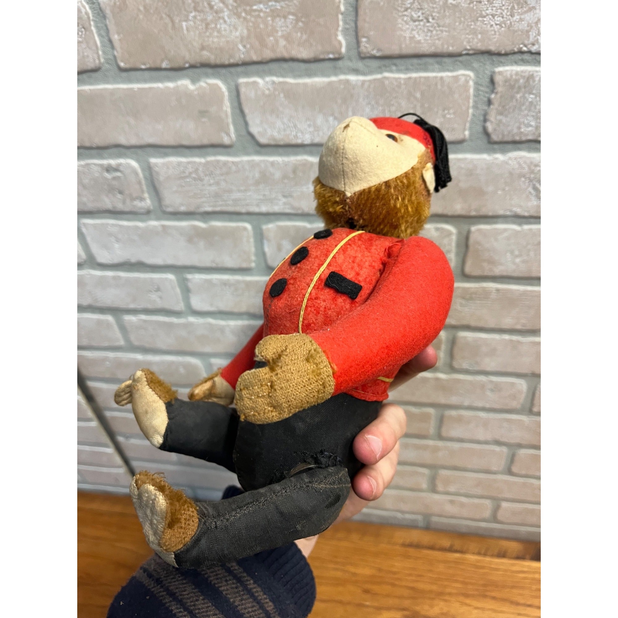 RARE 1920s Antique Mohair Jointed Schuco "Yes No" Bell Hop Mechanical Toy Monkey
