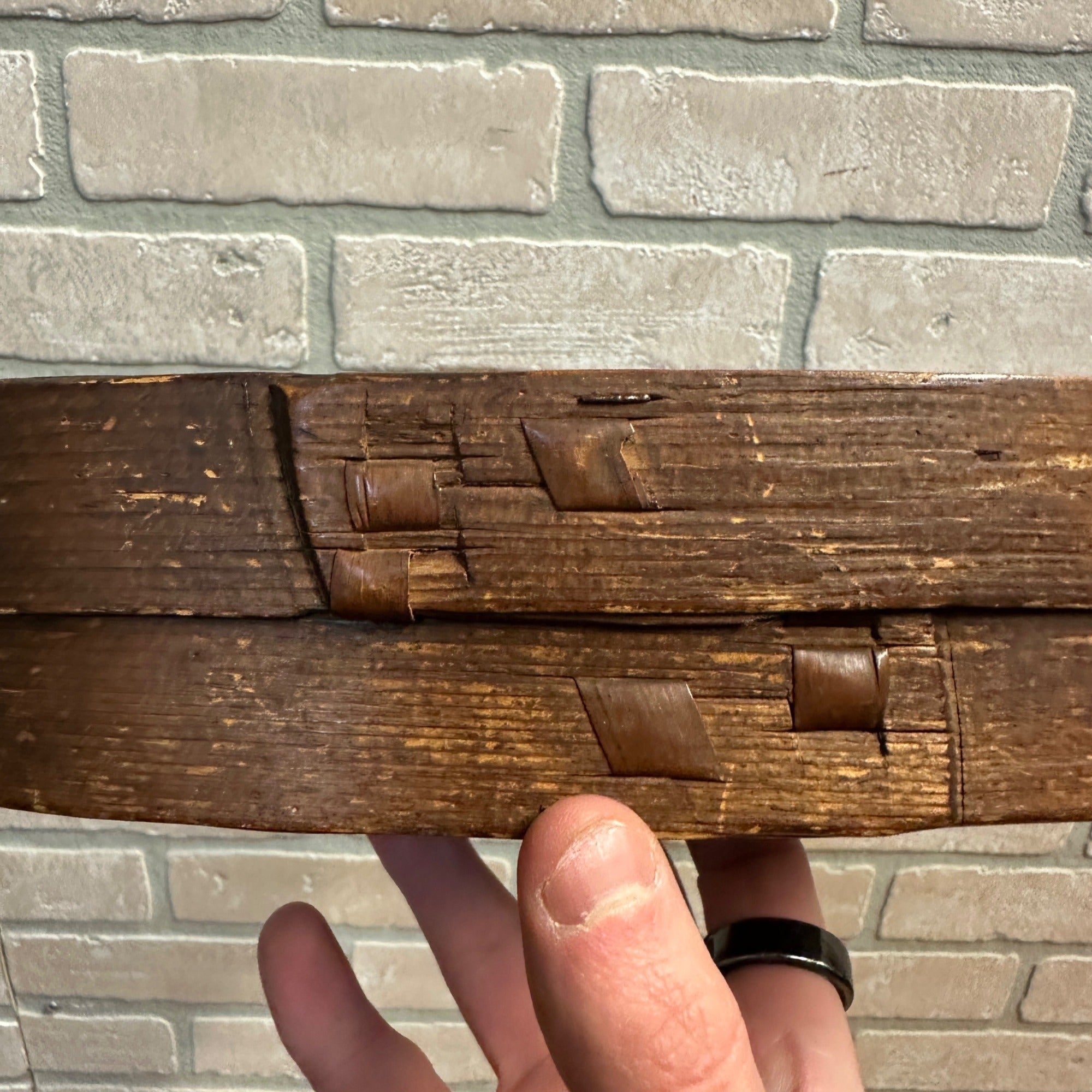 Antique Primitive 1800s Bentwood Covered Pantry Box 8" x 3.25" Farmhouse Country