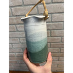 Vintage Jeff Chang Pottery Hawaii Signed scalloped Straw Handle Pattern Art Vase