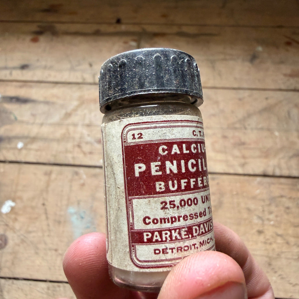 Vintage Calcium Penicillin Buffered Tablets Parke Davis Pharmacy Bottle
