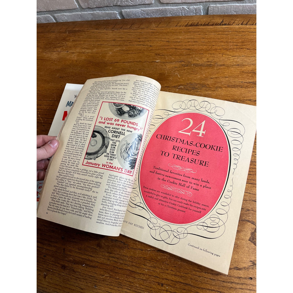 Vintage Woman’s Day Magazine 1953 December Christmas Ads, Cookie Recipes