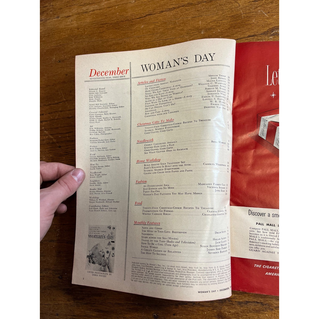 Vintage Woman’s Day Magazine 1953 December Christmas Ads, Cookie Recipes