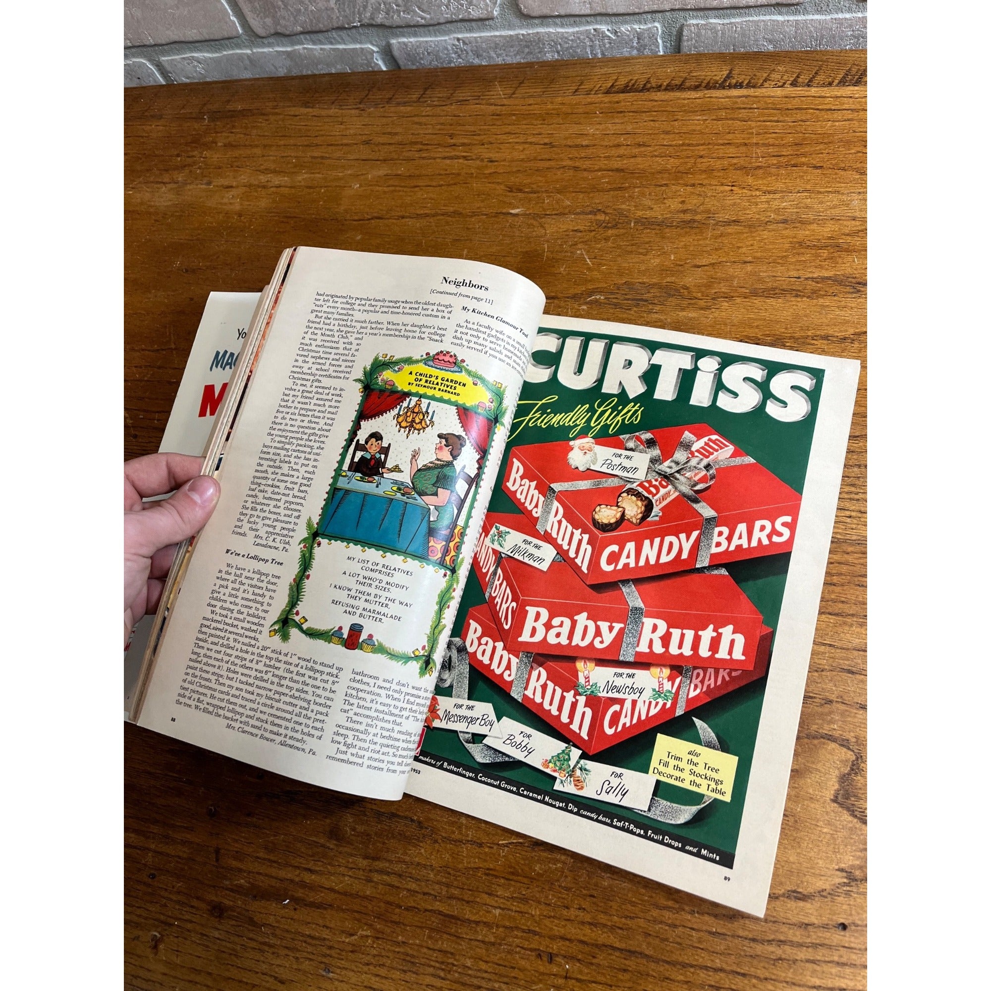 Vintage Woman’s Day Magazine 1953 December Christmas Ads, Cookie Recipes