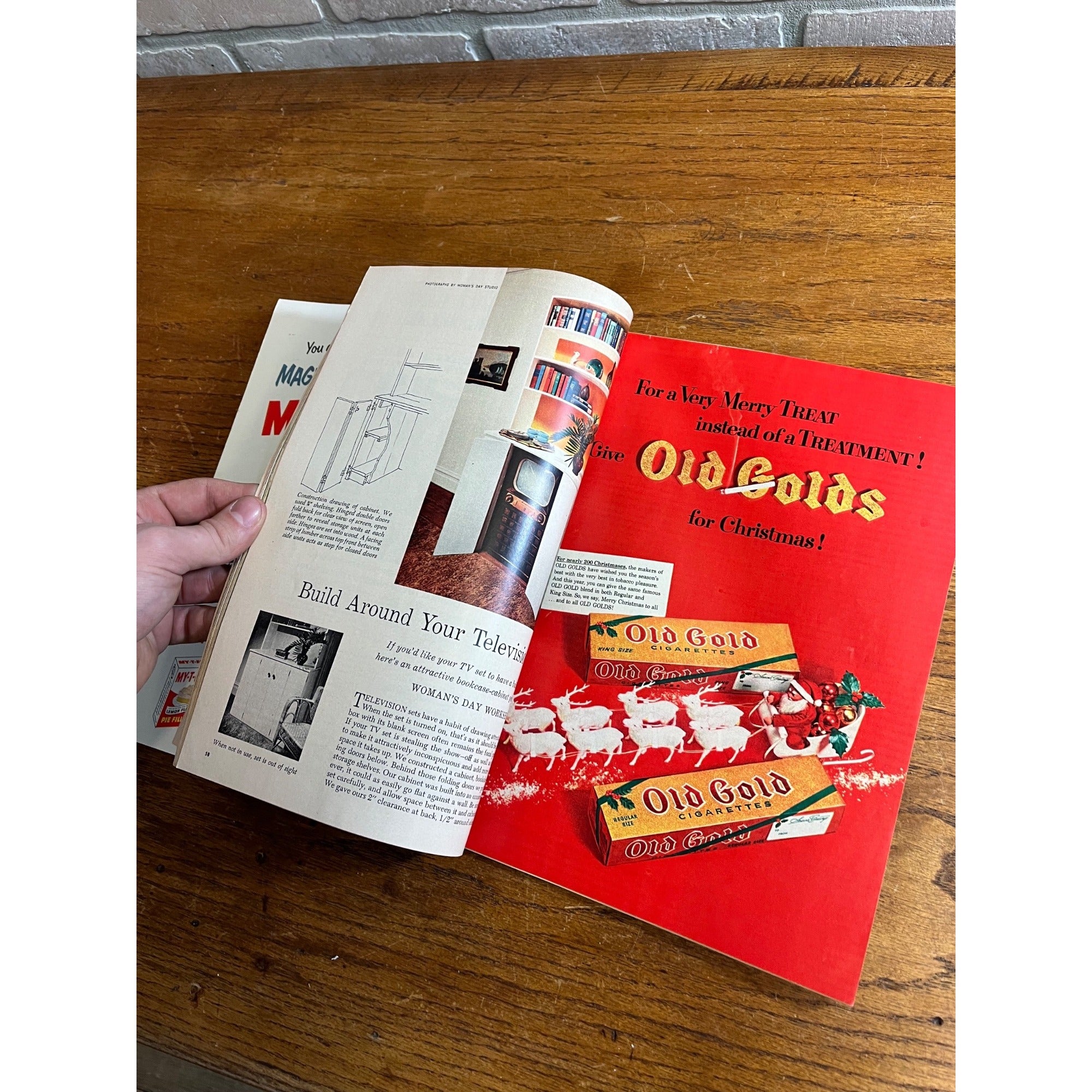 Vintage Woman’s Day Magazine 1953 December Christmas Ads, Cookie Recipes