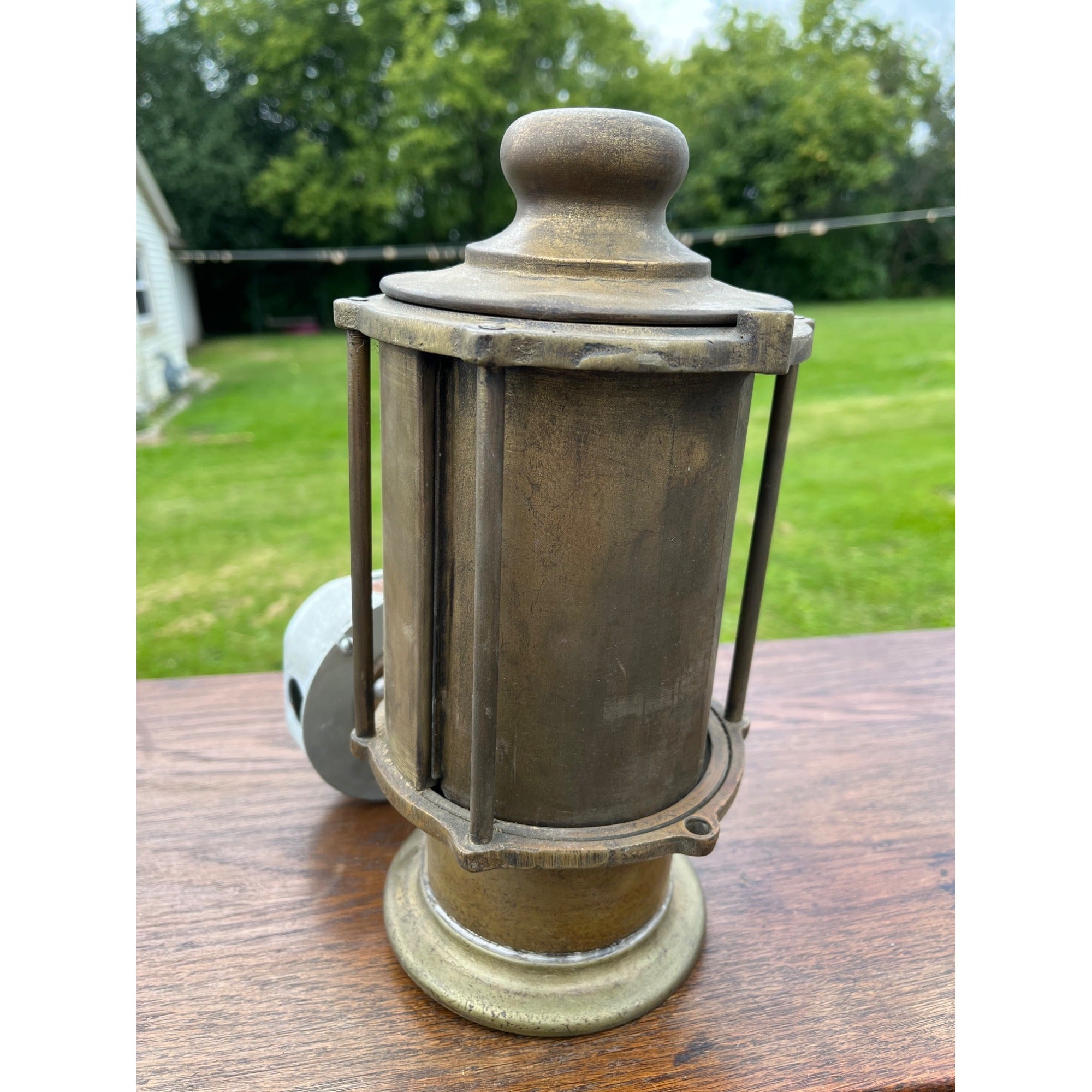 Antique Industrial Brass Nautical Ship's Lantern Wall Sconce CMW Co.