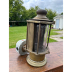 Antique Industrial Brass Nautical Ship's Lantern Wall Sconce CMW Co.