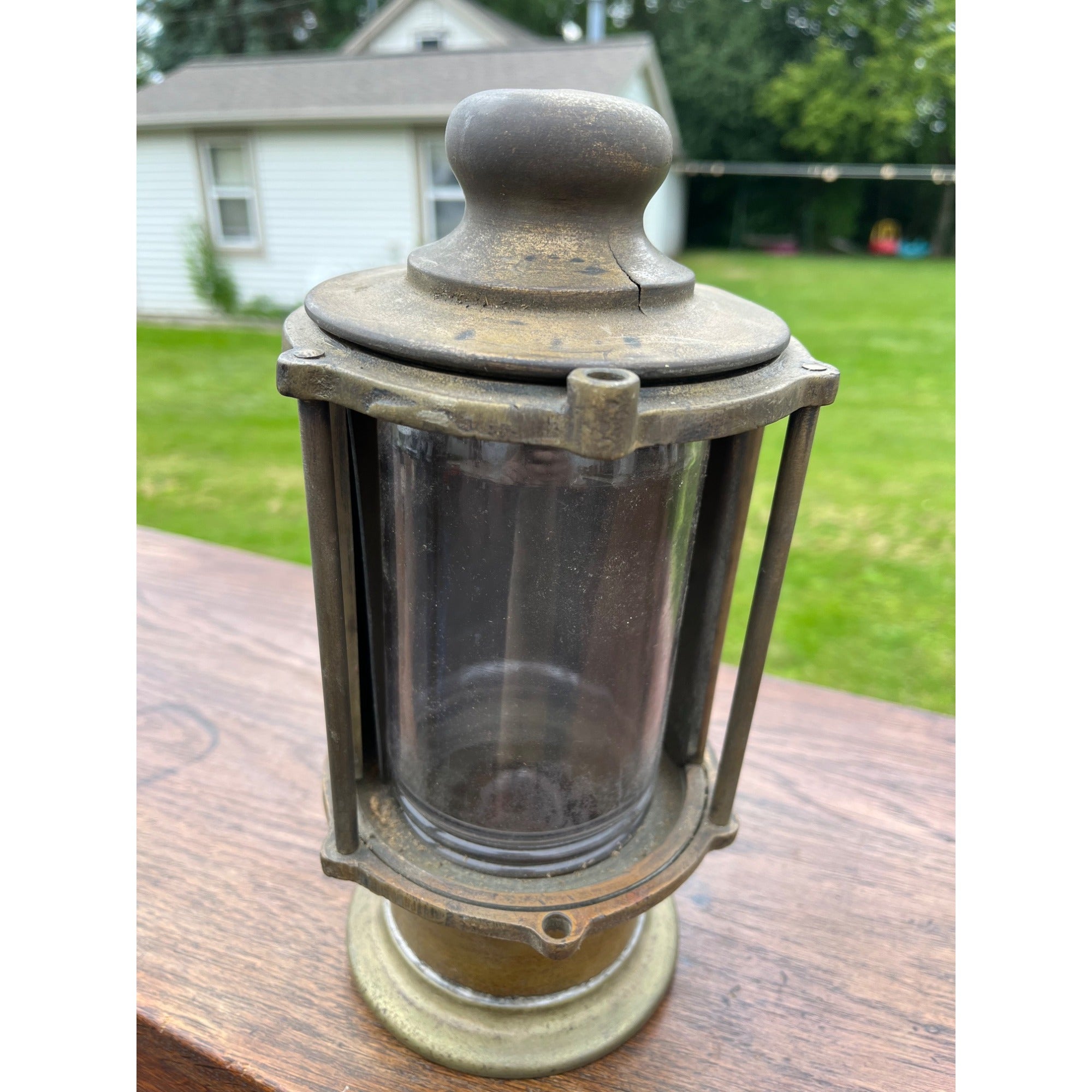 Antique Industrial Brass Nautical Ship's Lantern Wall Sconce CMW Co.
