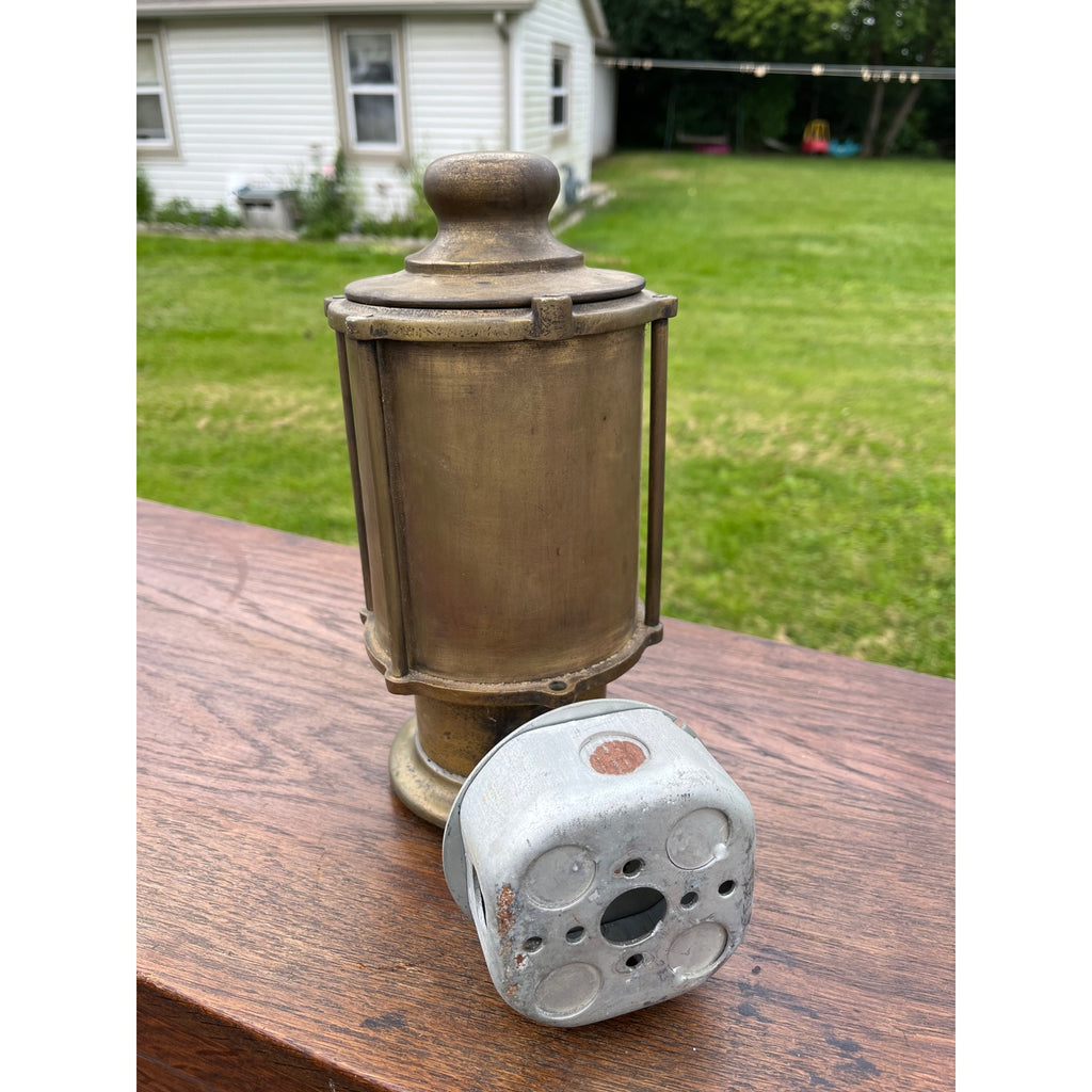 Antique Industrial Brass Nautical Ship's Lantern Wall Sconce CMW Co.