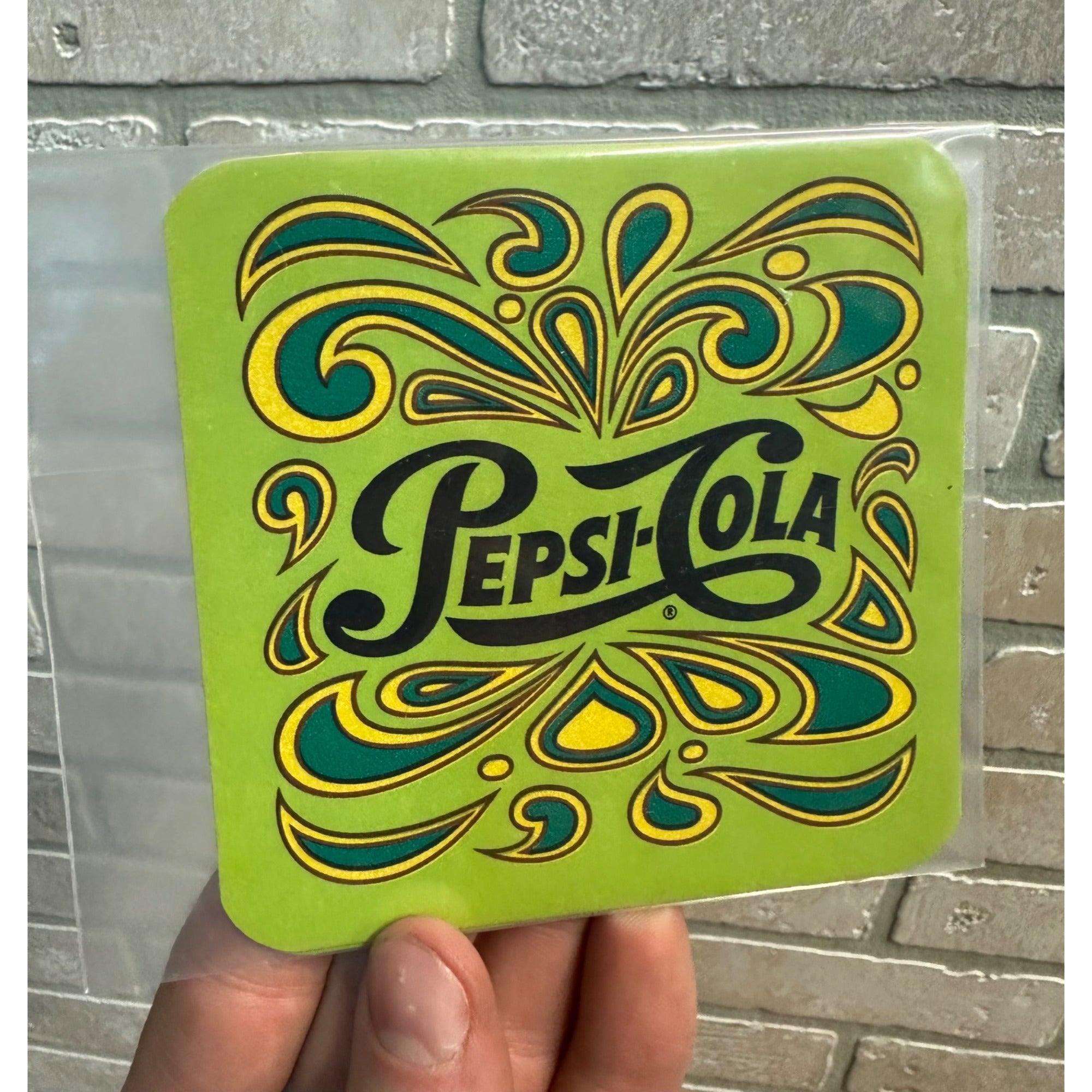 RARE Vintage 1980s Pepsi Cola Advertising Coaster Green Promo