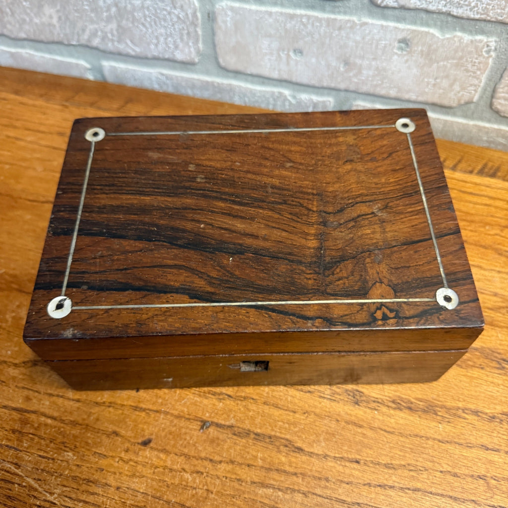 Vintage Wooden Dresser Jewelry Trinket Box Chest w/Mother of Pearl Inlaid