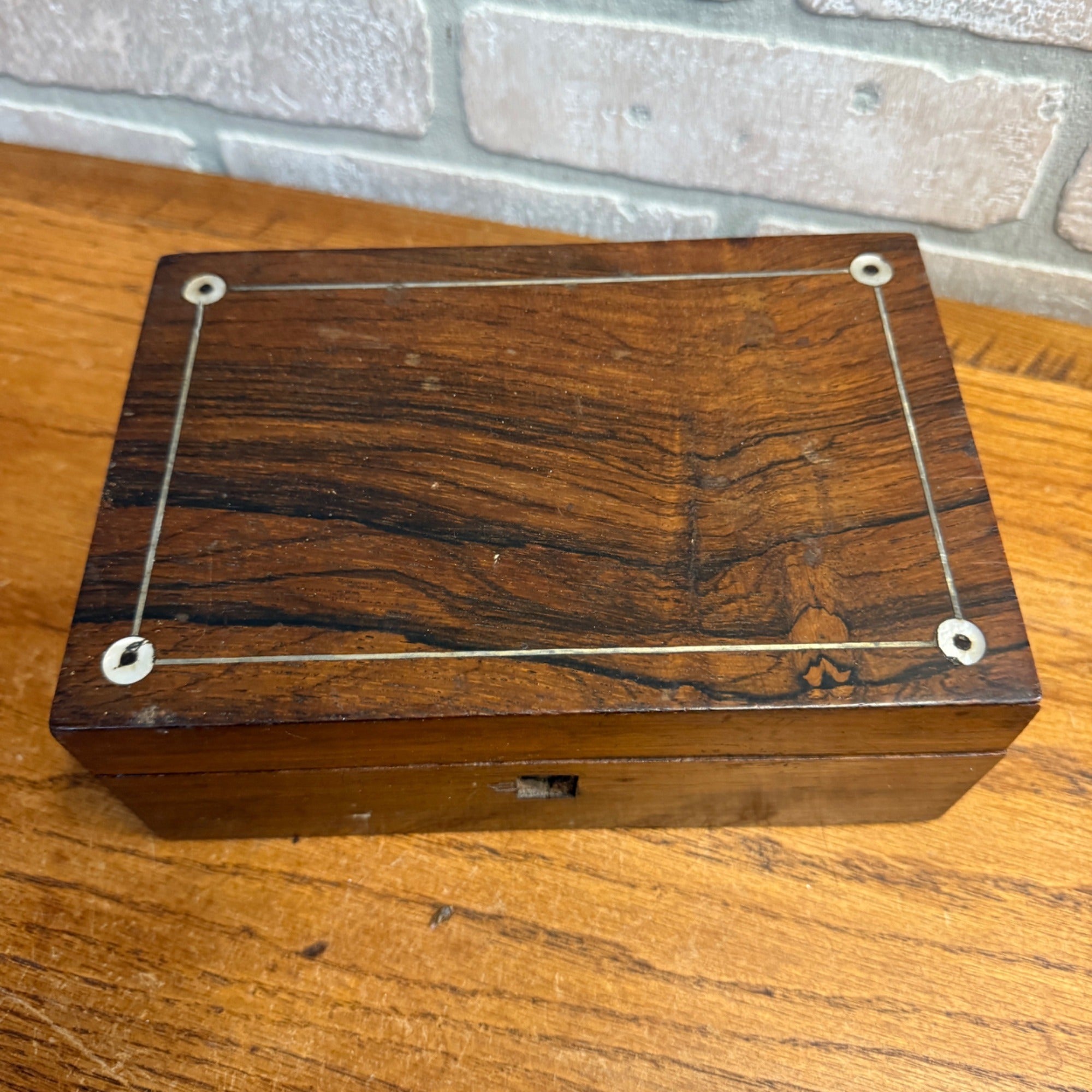 Vintage Wooden Dresser Jewelry Trinket Box Chest w/Mother of Pearl Inlaid