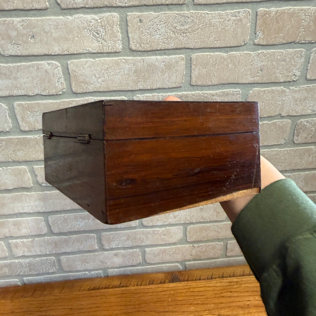 Vintage Wooden Dresser Jewelry Trinket Box Chest w/Mother of Pearl Inlaid