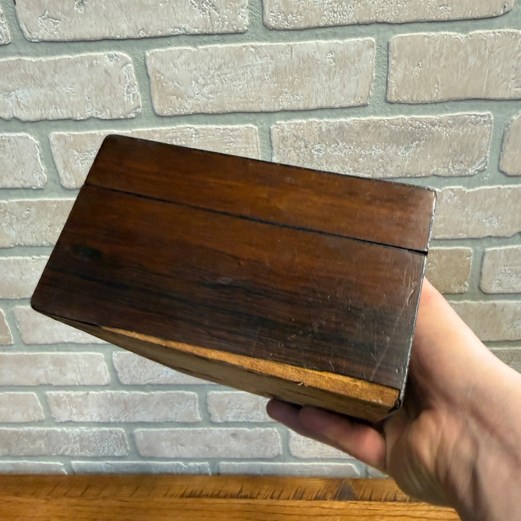 Vintage Wooden Dresser Jewelry Trinket Box Chest w/Mother of Pearl Inlaid
