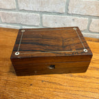 Vintage Wooden Dresser Jewelry Trinket Box Chest w/Mother of Pearl Inlaid