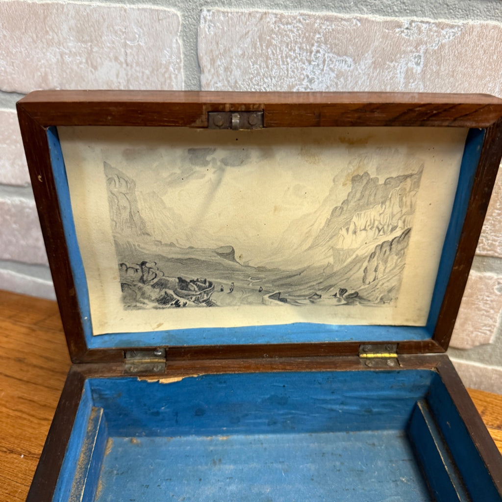 Vintage Wooden Dresser Jewelry Trinket Box Chest w/Mother of Pearl Inlaid