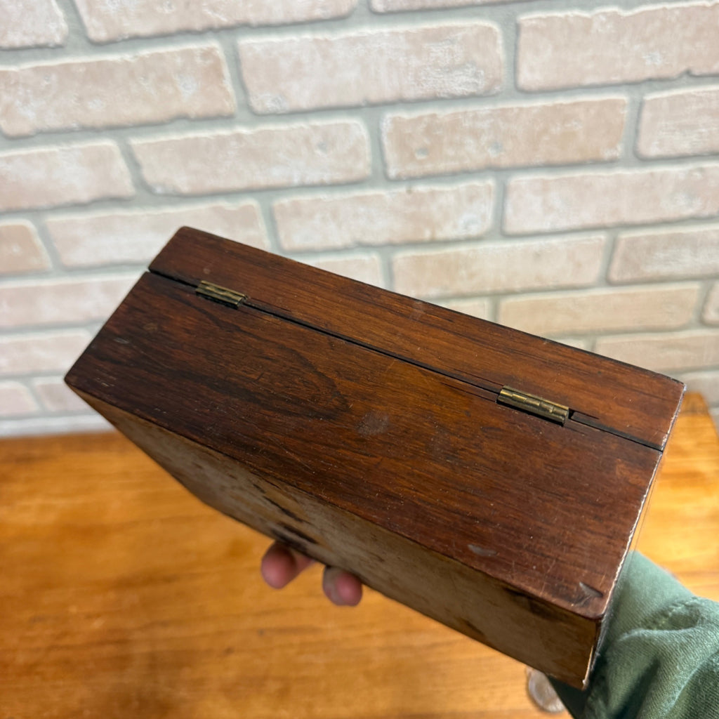 Vintage Wooden Dresser Jewelry Trinket Box Chest w/Mother of Pearl Inlaid