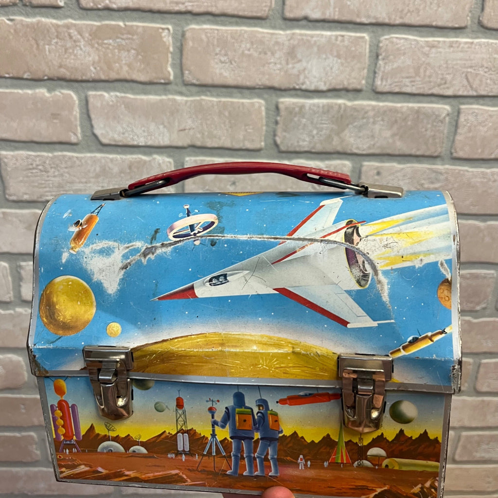 1960 American Thermos Co.Astronaut Space Theme Domed Lunch Box Atomic Age