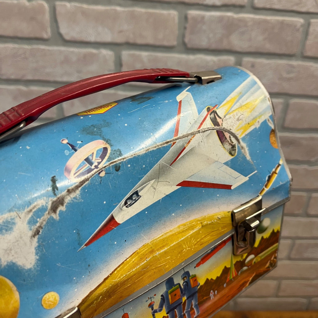1960 American Thermos Co.Astronaut Space Theme Domed Lunch Box Atomic Age