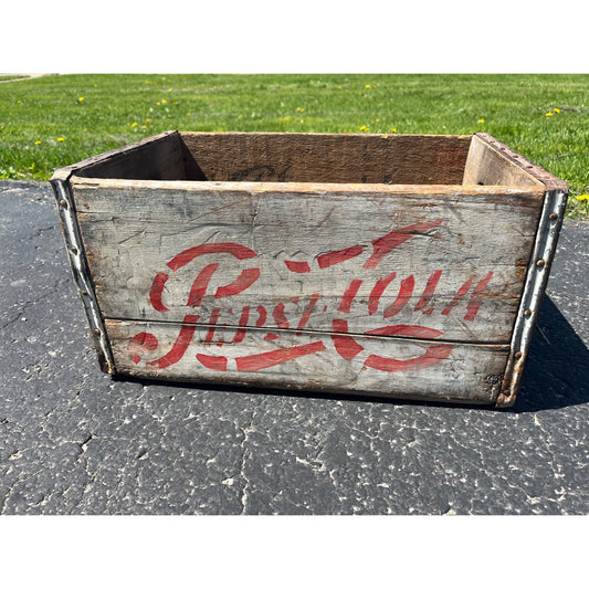 Vintage 1950s Pepsi Cola Soda Wooden Bottle Crate Case Wood Advertising