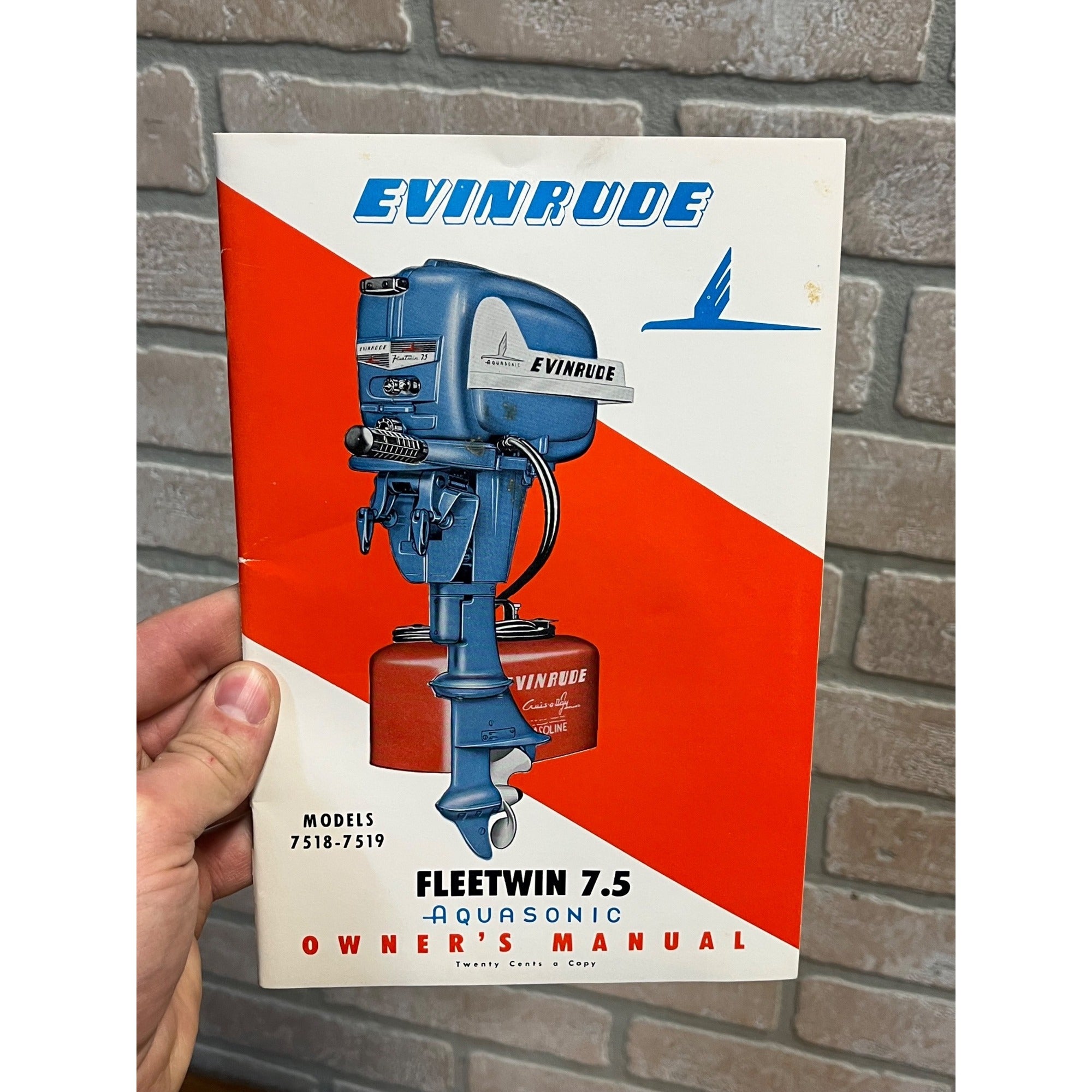 Vintage Evinrude Fleetwin 7.5 Aquasonic Engine Owner's Manual Model