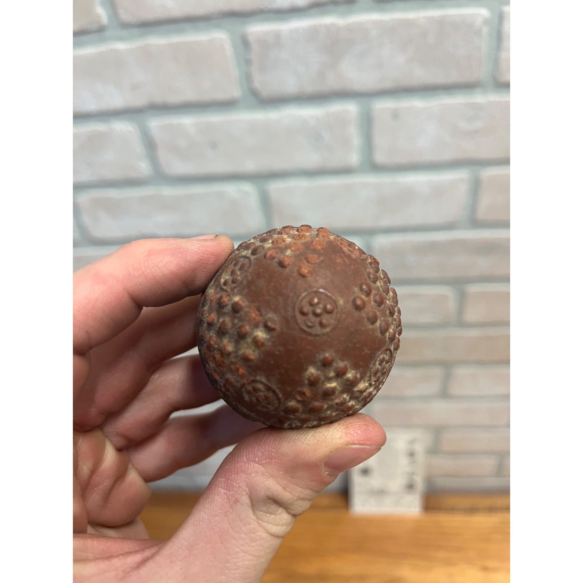 Vintage 1920s New York Rubber Co. Hard Rubber Cat Toy Ball w/ Advertisement