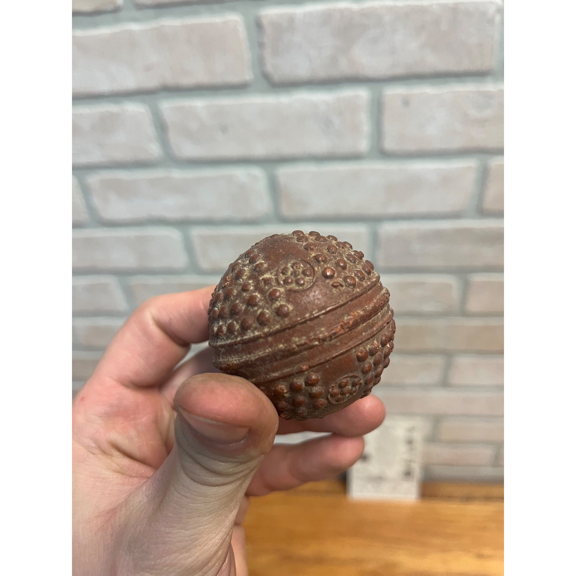 Vintage 1920s New York Rubber Co. Hard Rubber Cat Toy Ball w/ Advertisement