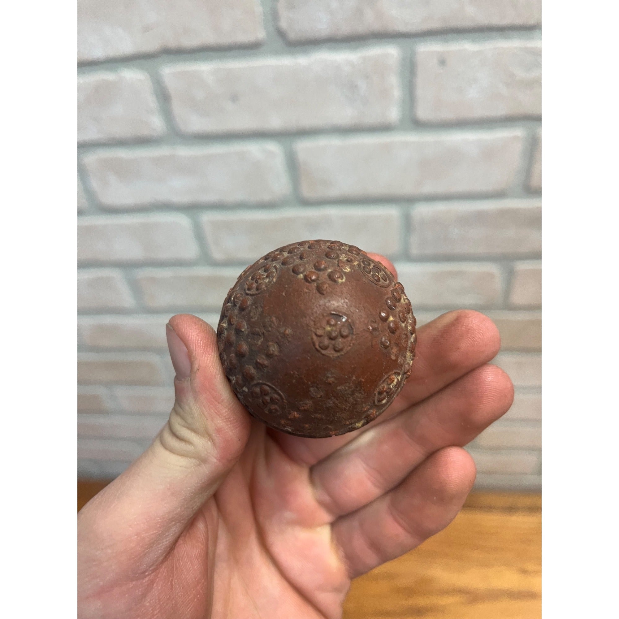 Vintage 1920s New York Rubber Co. Hard Rubber Cat Toy Ball w/ Advertisement