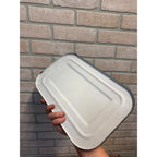White Enamelware Pan with Lid Refrigerator Storage Crisper Box Rectangle Enamel