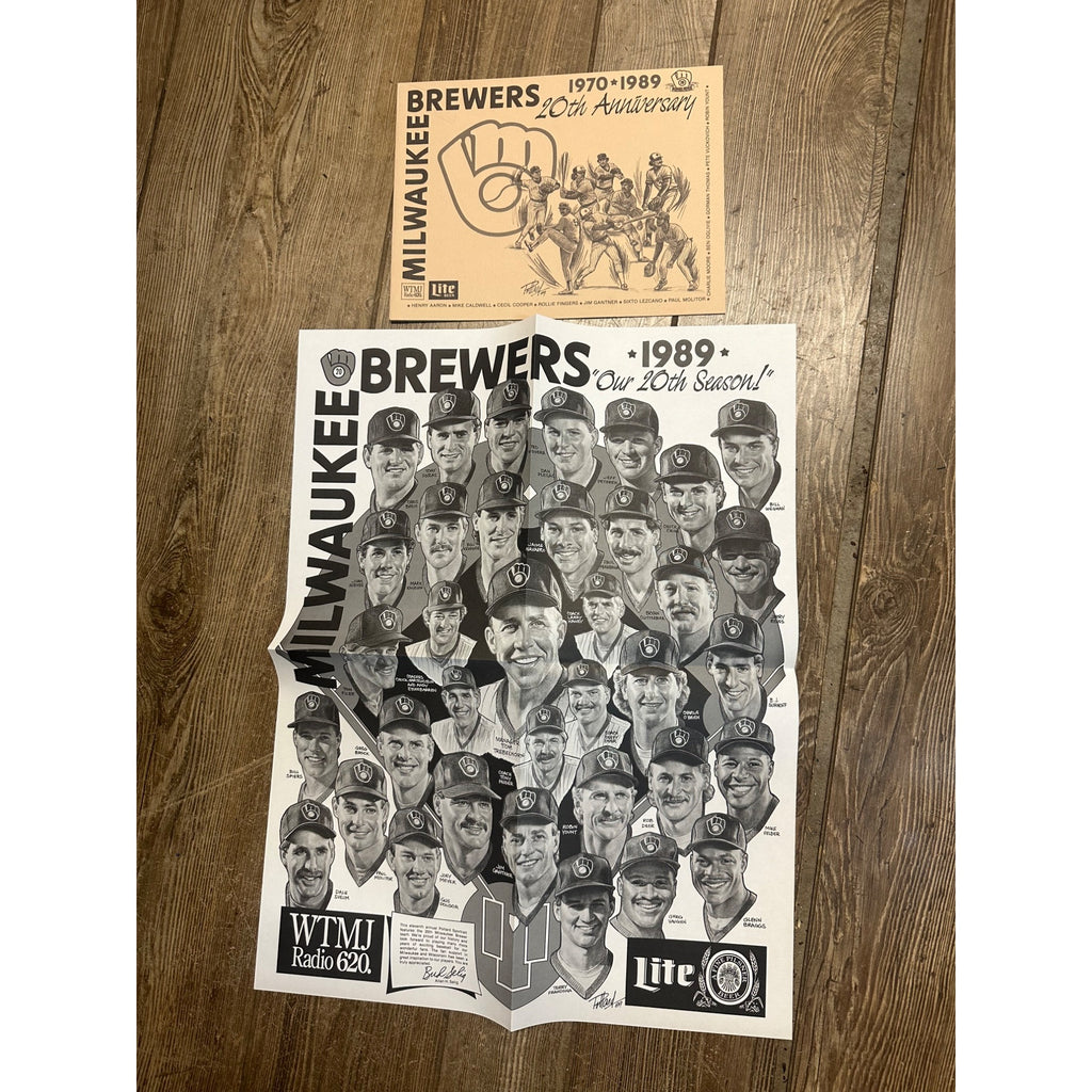 Milwaukee Brewers 20th Anniversary Poster 1970-1989 Yount Molitor Others