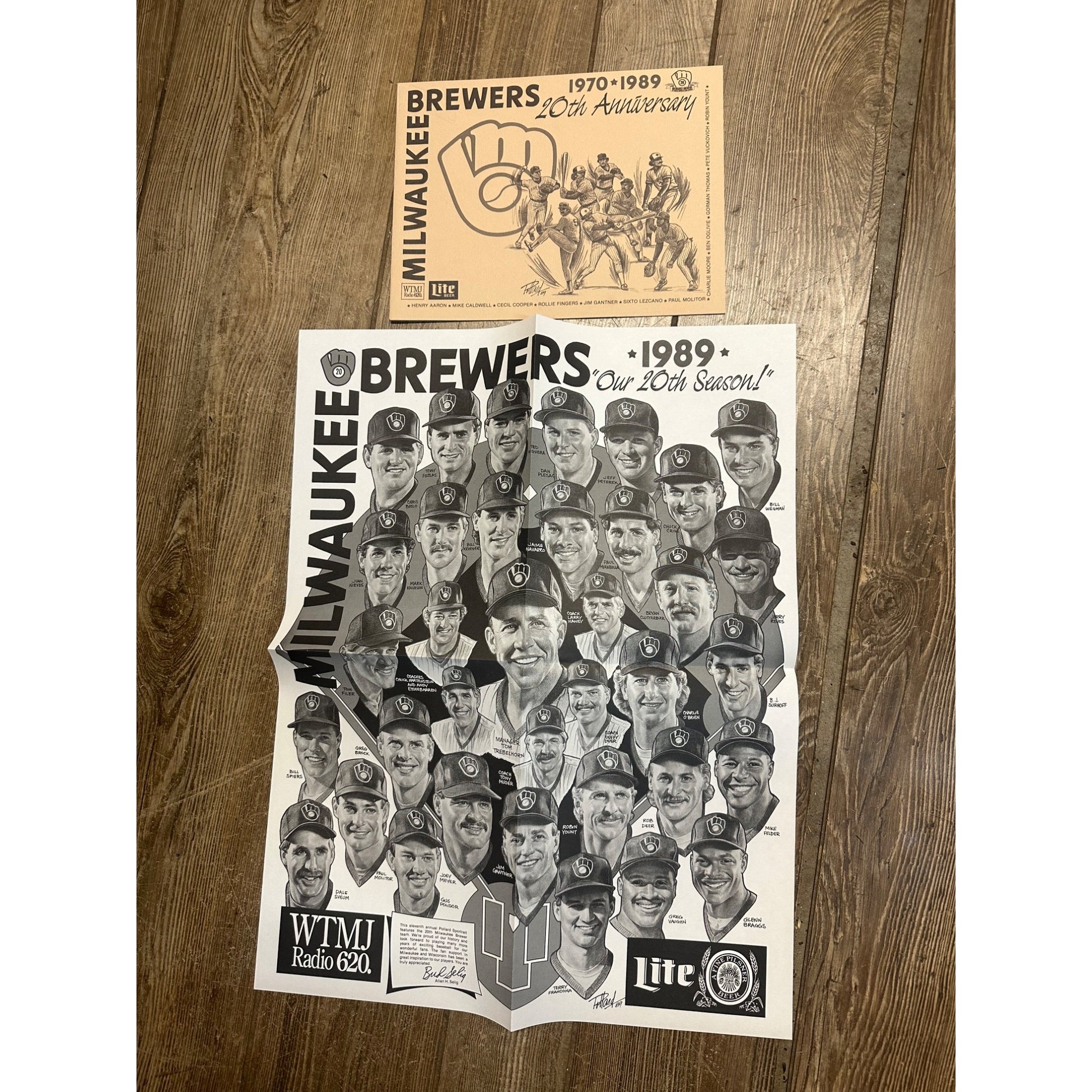 Milwaukee Brewers 20th Anniversary Poster 1970-1989 Yount Molitor Others