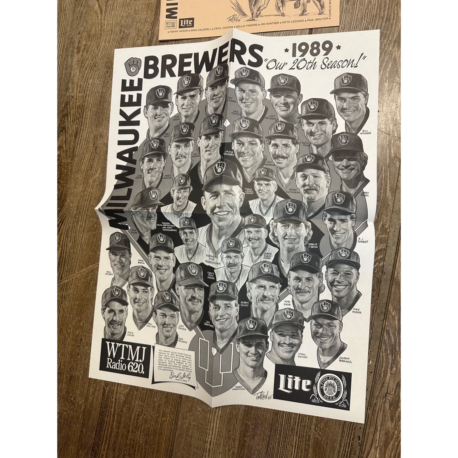Milwaukee Brewers 20th Anniversary Poster 1970-1989 Yount Molitor Others