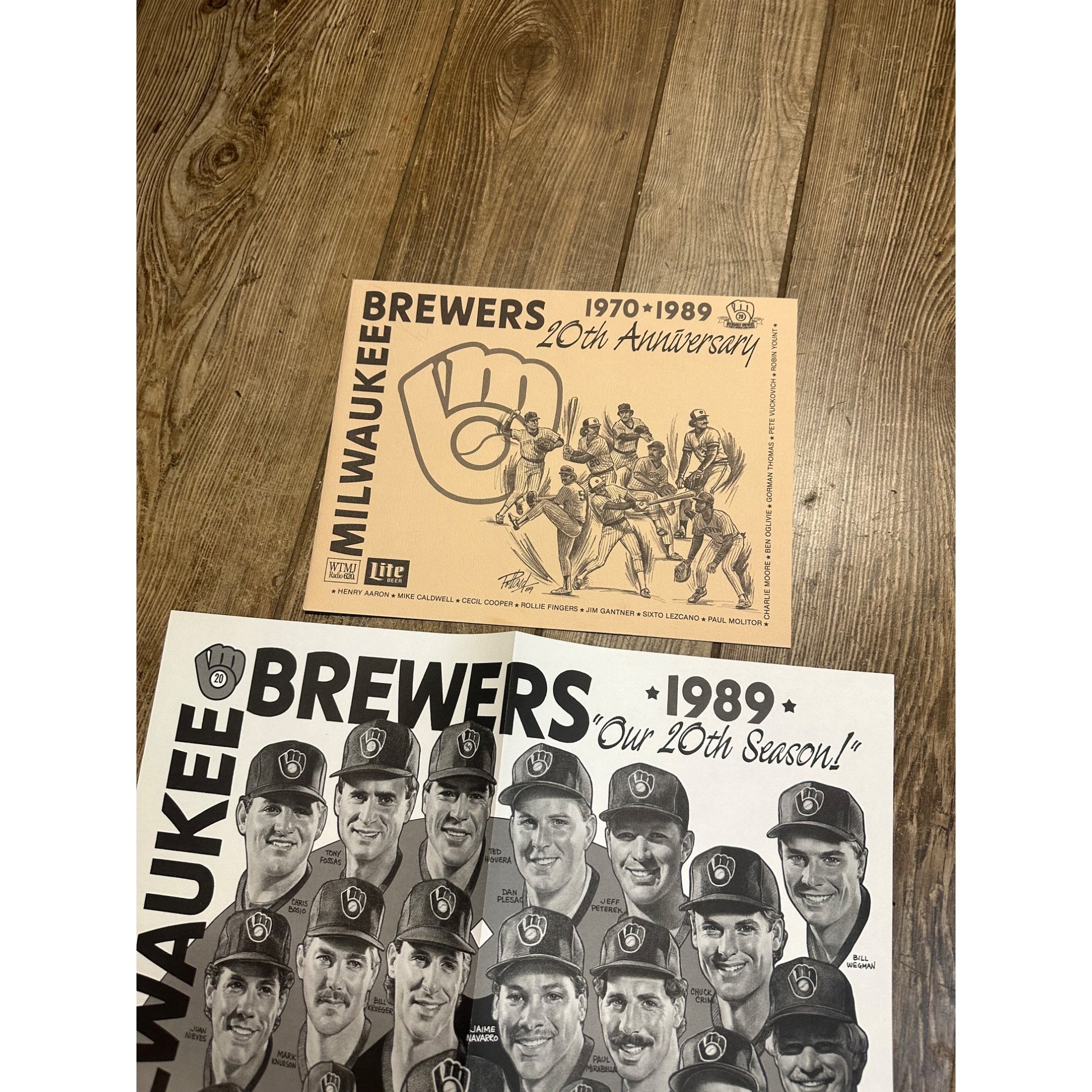 Milwaukee Brewers 20th Anniversary Poster 1970-1989 Yount Molitor Others