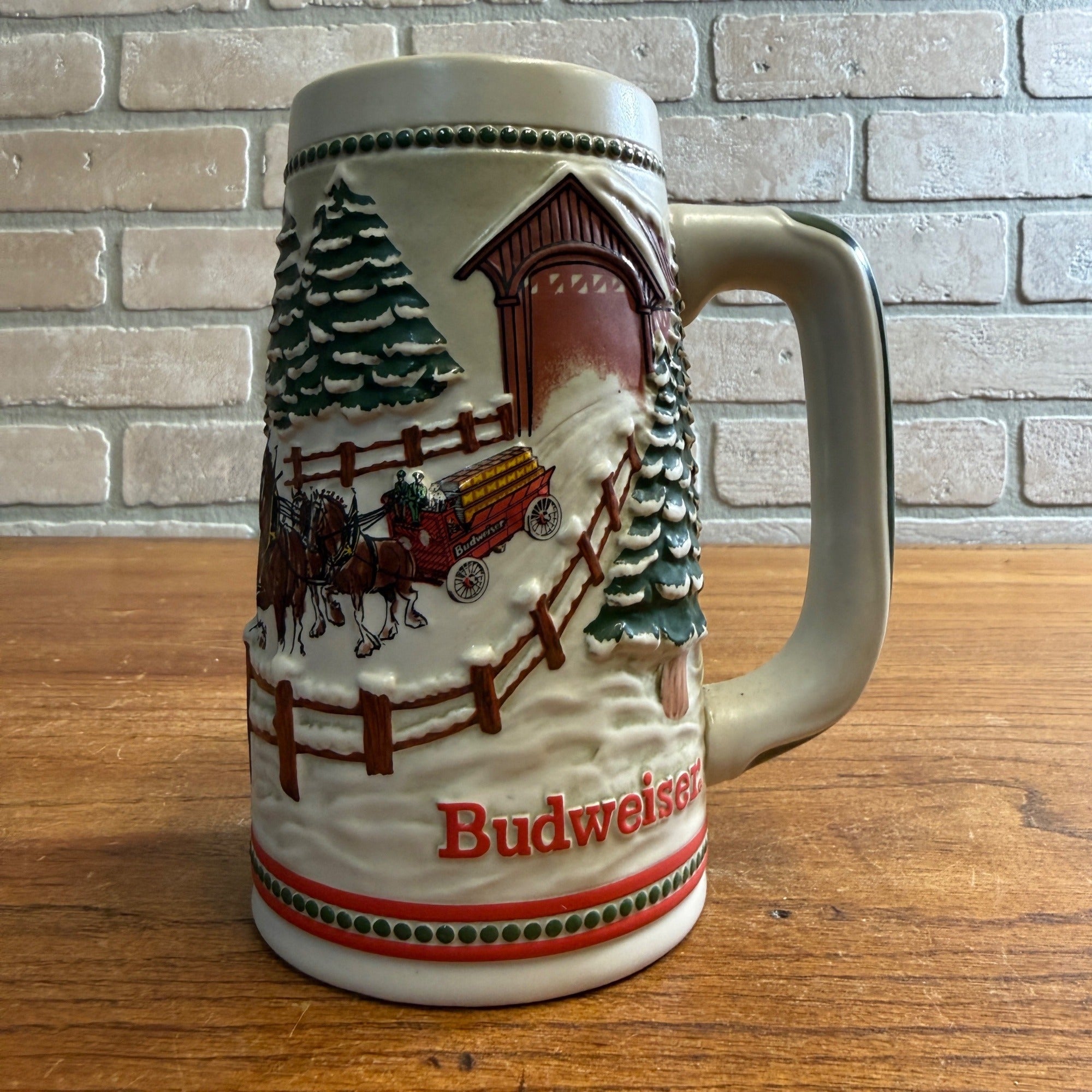 Vintage 1984 Budweiser Clydesdale Horses Beer Stein Mug Ceramic Ceramarte