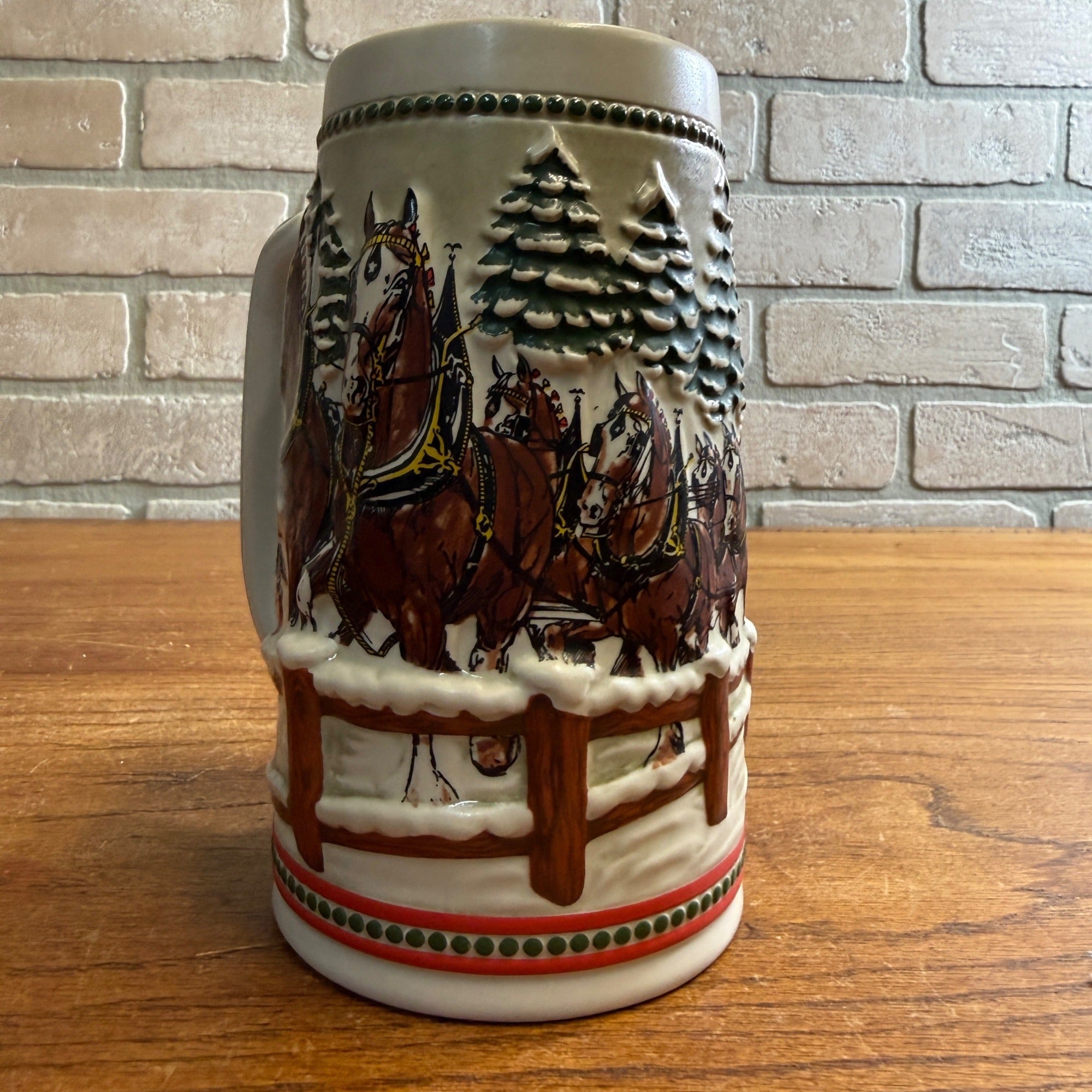 Vintage 1984 Budweiser Clydesdale Horses Beer Stein Mug Ceramic Ceramarte