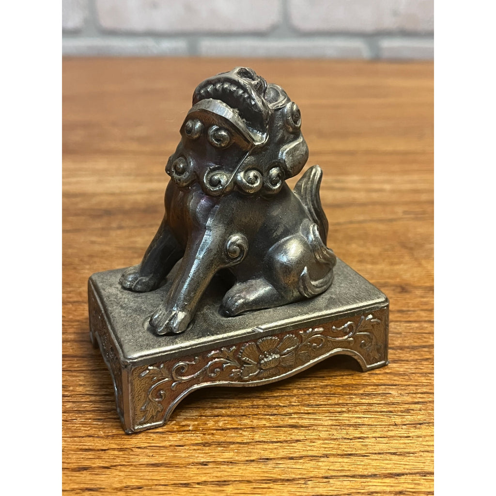 Vintage Foo Dog Asian Miniature Censer Incense Burner Cast Spelter Pot Metal