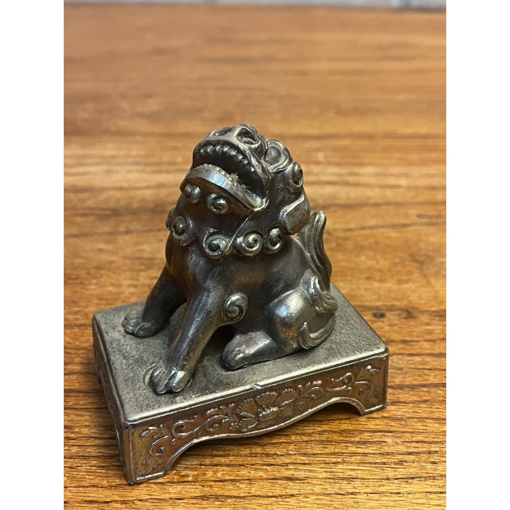 Vintage Foo Dog Asian Miniature Censer Incense Burner Cast Spelter Pot Metal