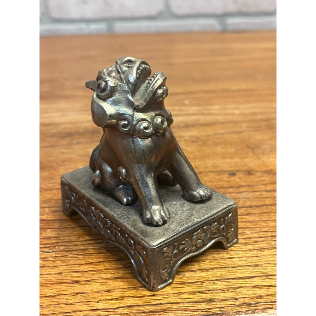 Vintage Foo Dog Asian Miniature Censer Incense Burner Cast Spelter Pot Metal