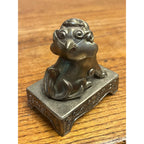 Vintage Foo Dog Asian Miniature Censer Incense Burner Cast Spelter Pot Metal