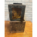 Vintage 1920s Sears Roebuck Co. Tin Grease Oil Can in Original Wood Crate