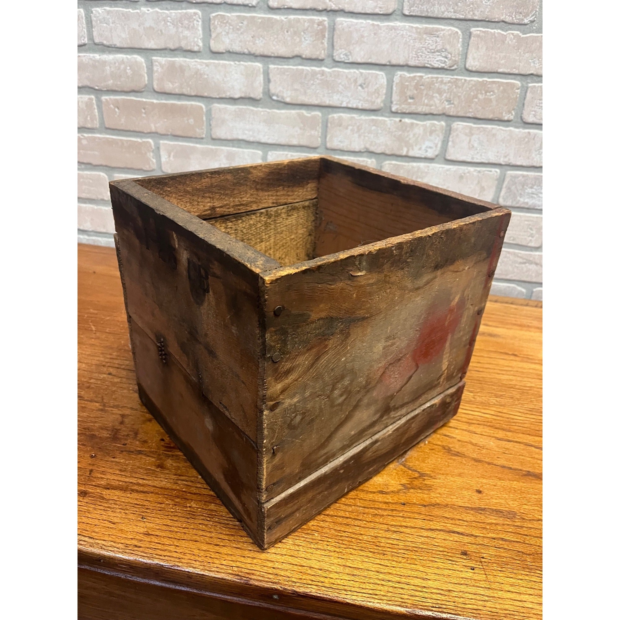 Vintage 1920s Sears Roebuck Co. Tin Grease Oil Can in Original Wood Crate