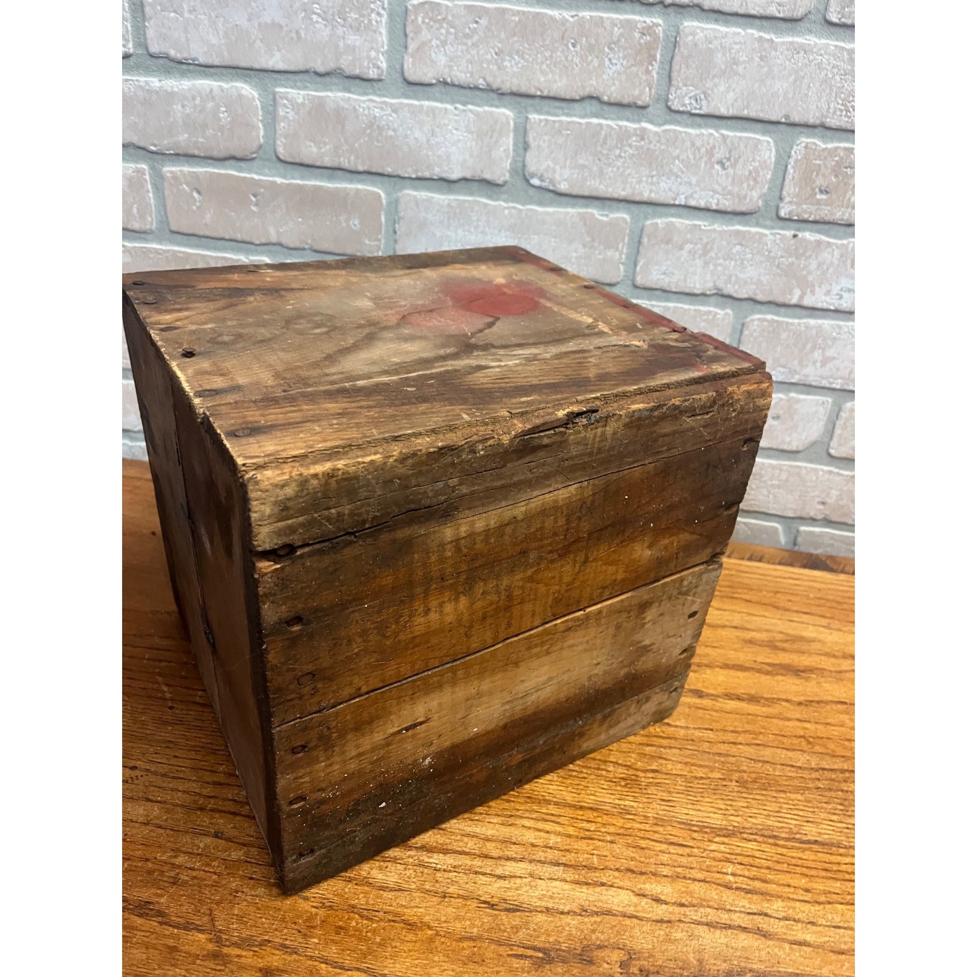 Vintage 1920s Sears Roebuck Co. Tin Grease Oil Can in Original Wood Crate