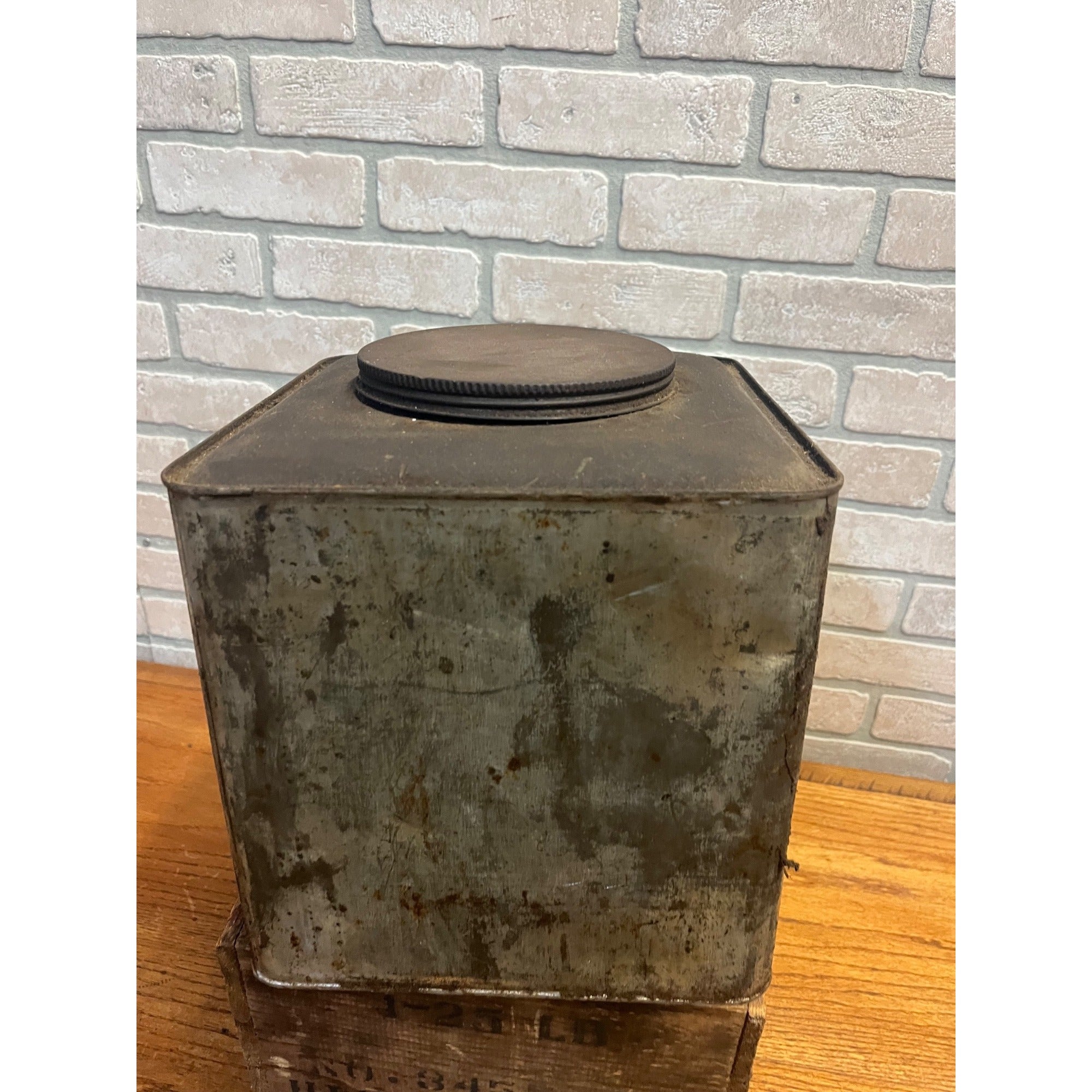 Vintage 1920s Sears Roebuck Co. Tin Grease Oil Can in Original Wood Crate
