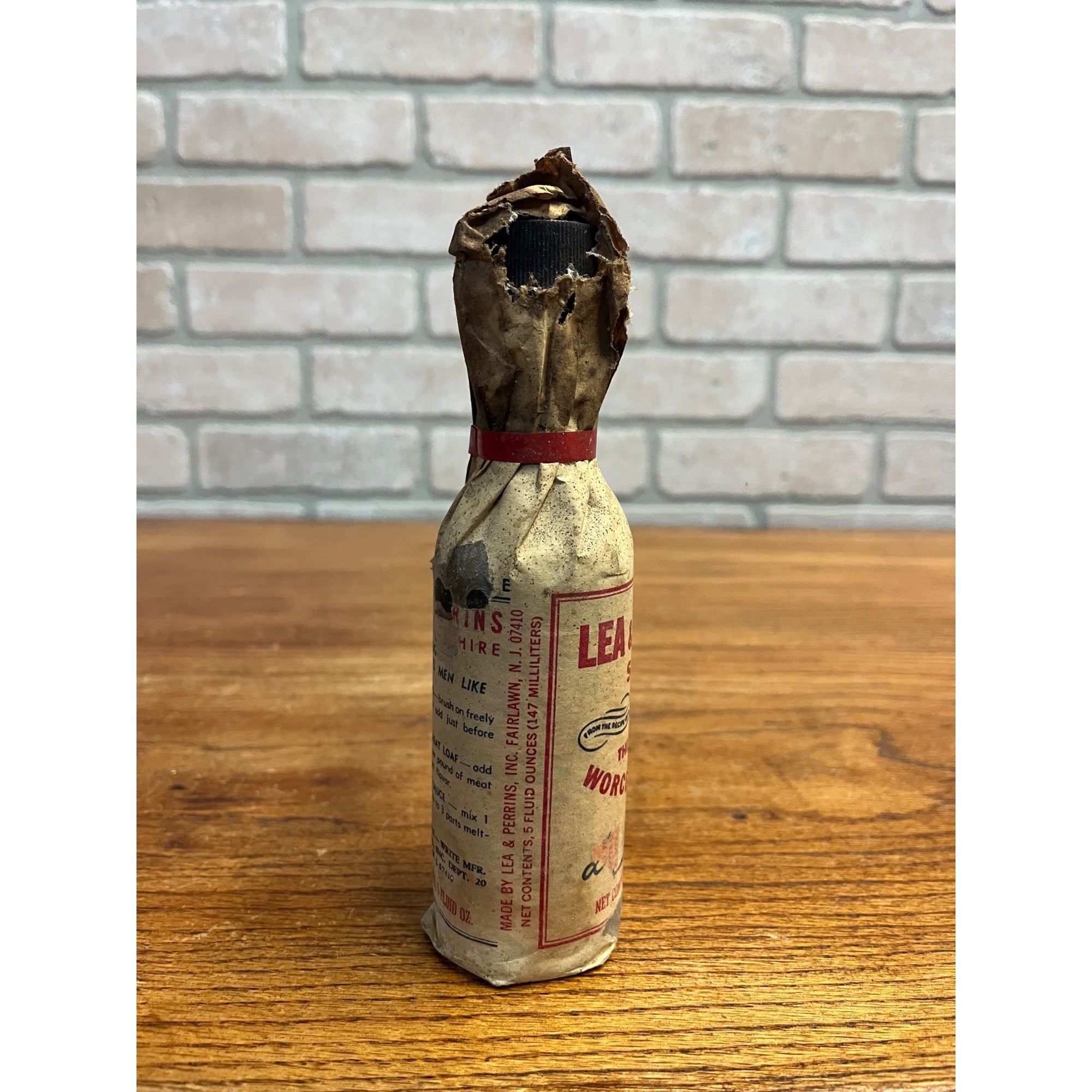 Vintage Lea & Perrins Worcestershire Sauce Bottle w/ Label - Film Prop Decor
