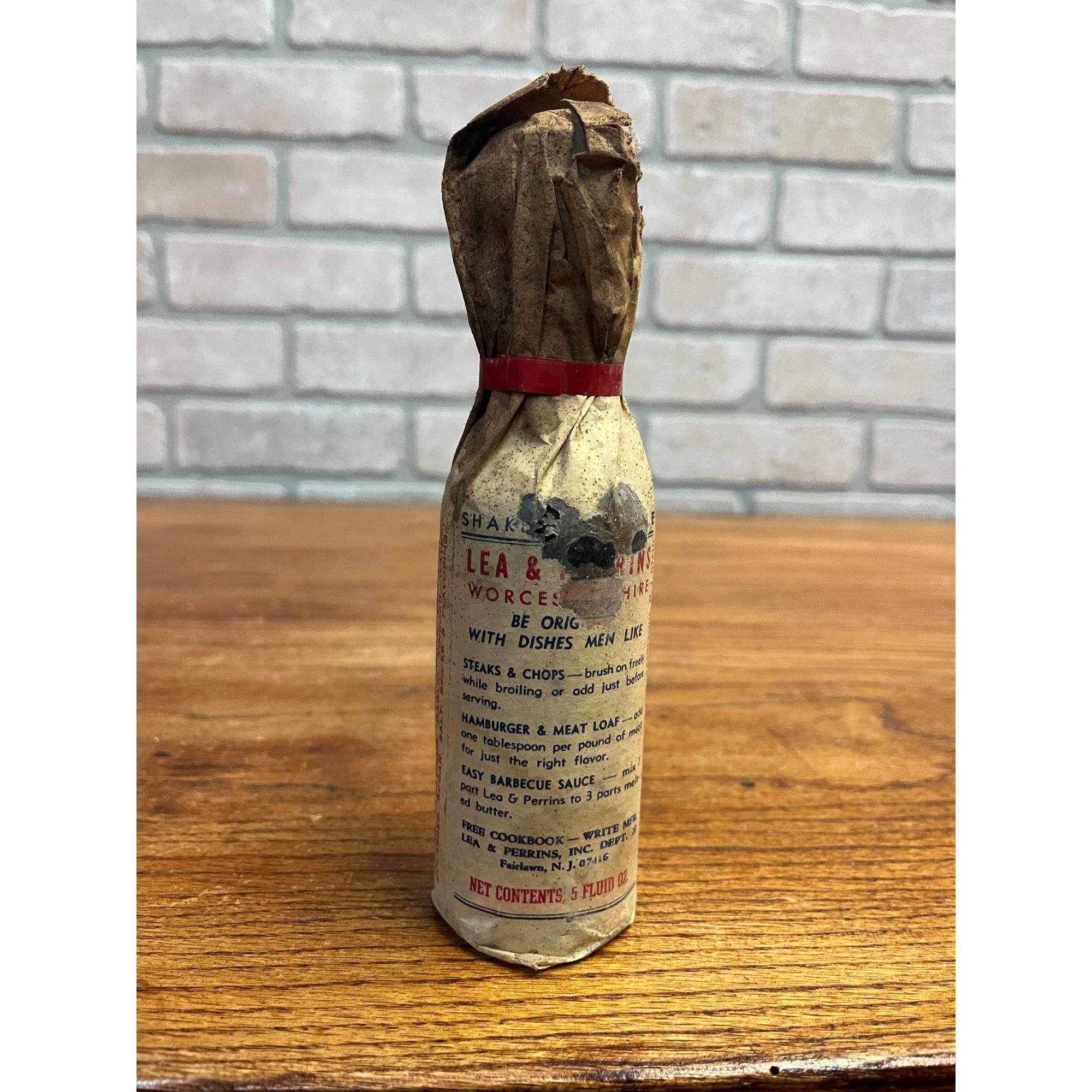 Vintage Lea & Perrins Worcestershire Sauce Bottle w/ Label - Film Prop Decor